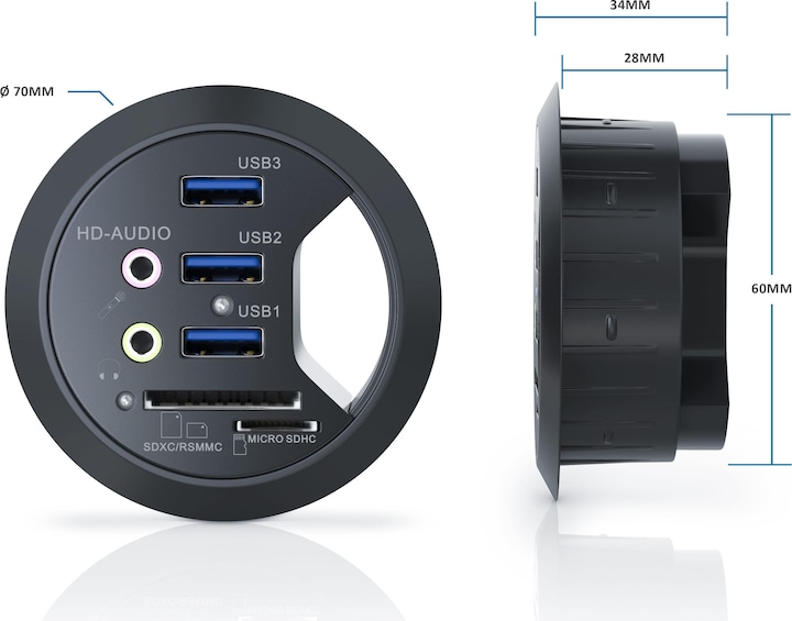 Image du produit CSL Hub de bureau USB 3.0 avec lecteur de cartes (USB-A, 7 Ports)