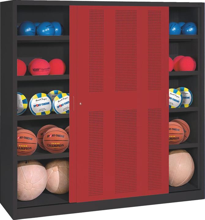 Produktbild C+P Ballschrank (HxBxT: 195x120x40 cm, mit Lochblech-Schiebetüren, Typ 4) (120 x 40 x 195 cm)