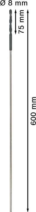 Immagine prodotto Bosch Professional Zubehör Punta per installazione PRO Wood HSS, 8 x 75 x 600 mm (8 mm)