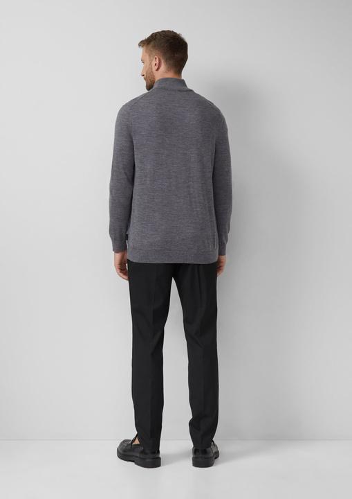 Produktbild s.Oliver Strickpullover Strickpullover aus reiner Merinowolle mit Troyer-Kragen (M)