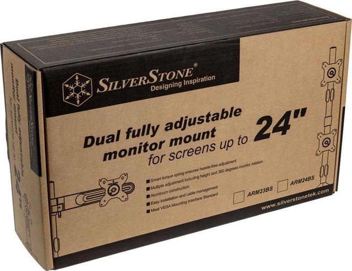 Actual product image Silverstone SST-ARM24BS - Vertical Dual Monitor Arm (Table, 24.02", 8 kg)