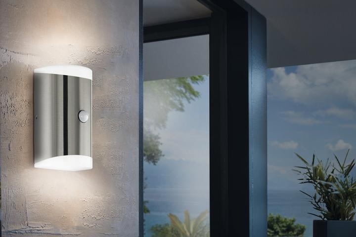 Actual product image EGLO 75544 CARPINERA LED outdoor wall light 2X4.6W sensor stainless steel warm white IP44 9002759755447 (IP44)