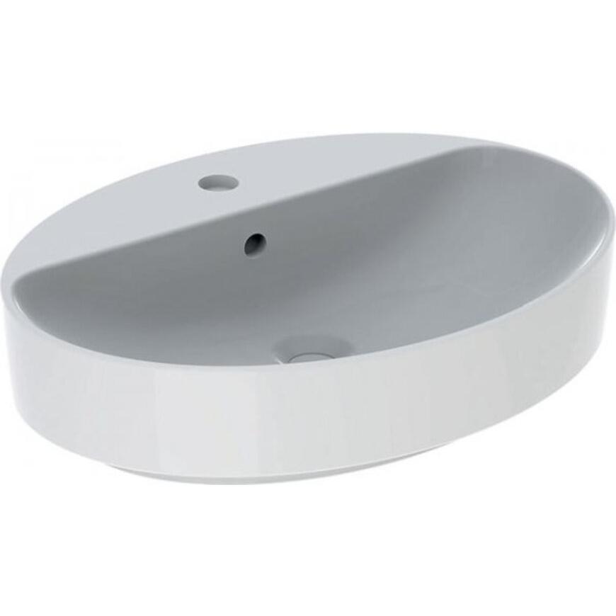 Geberit, Waschbecken, Keramag VariForm Aufsatzwaschtisch oval, 600x450mm, mit Hahnloch, mit Überlauf (600 mm, 195 mm)