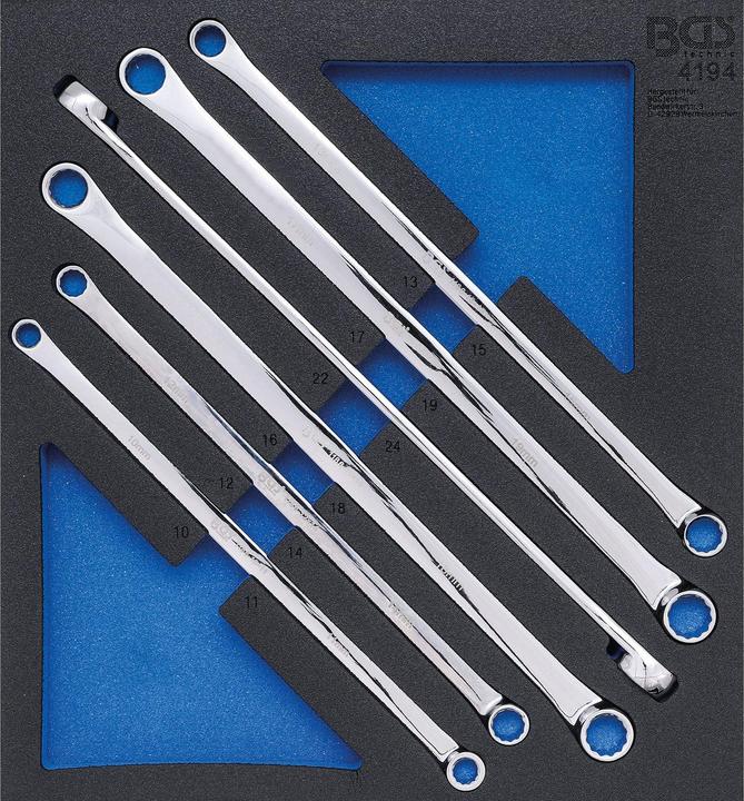 BGS Werkstattwageneinlage 2/3: Doppel-Ringschlüssel-Satz extra lang SW 10 x 11 - 22 x 24 mm 6-tlg.