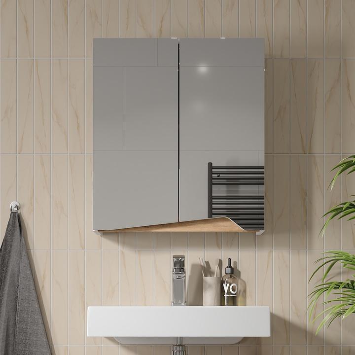 Produktbild Vichy Spiegelschrank Marelle, Weiss/Artisan, 60 x 67 cm mit höhenverstellbarem Einlegeboden