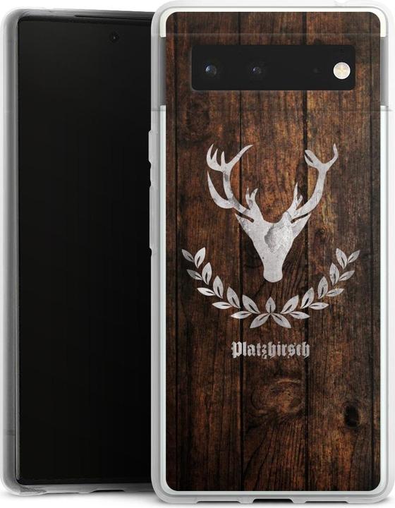 Produktbild DeinDesign Silikon Hülle für Google Pixel 6 Handyhülle Case Smartphone Schutzhülle Hirsch Holz Holzoptik (Google Pixel 6)