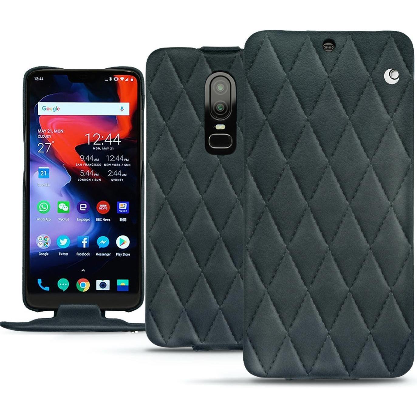 Noreve Lederschutzhülle vertikal (OnePlus 6), Smartphone Hülle, Blau