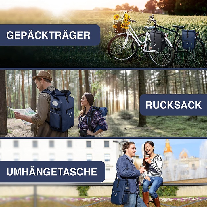 Produktbild Valkental ValkPro 3in1 Fahrradtasche - hochfunktionales Multitalent (26 l, Gepäckträgertasche)
