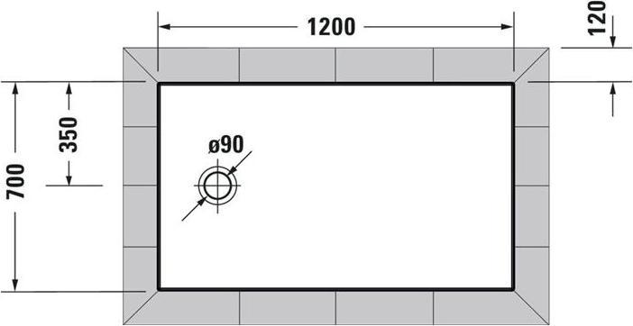 Actual product image Duravit Rectangular shower tray TEMPANO 1200x700x45mm white