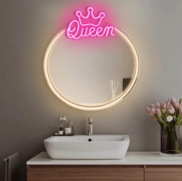 Productafbeelding Forever Light Neon MIRROR LED QUEEN warm wit roze FMNE04
