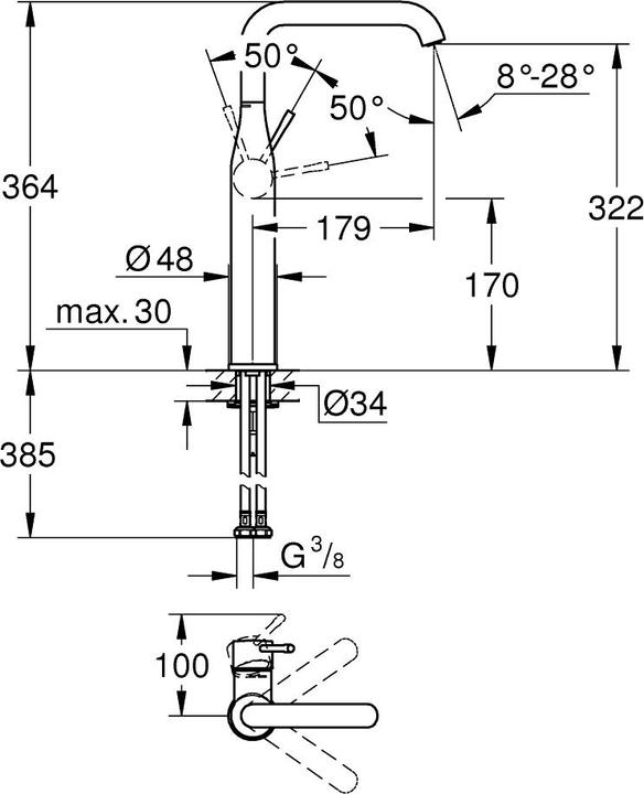 Produktbild Grohe Einhand-Waschtischbatterie ESSENCE XL-Size cool sunrise