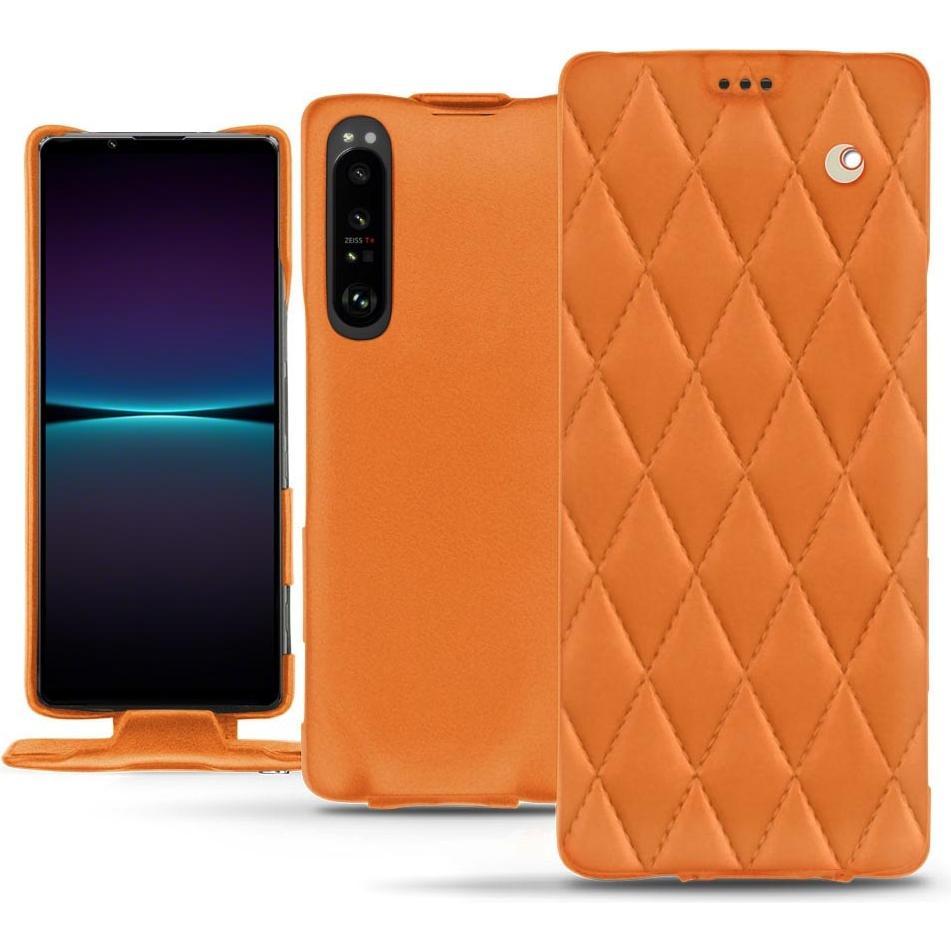 Noreve Lederschutzhülle vertikal (Sony Xperia 1 IV), Smartphone Hülle, Orange