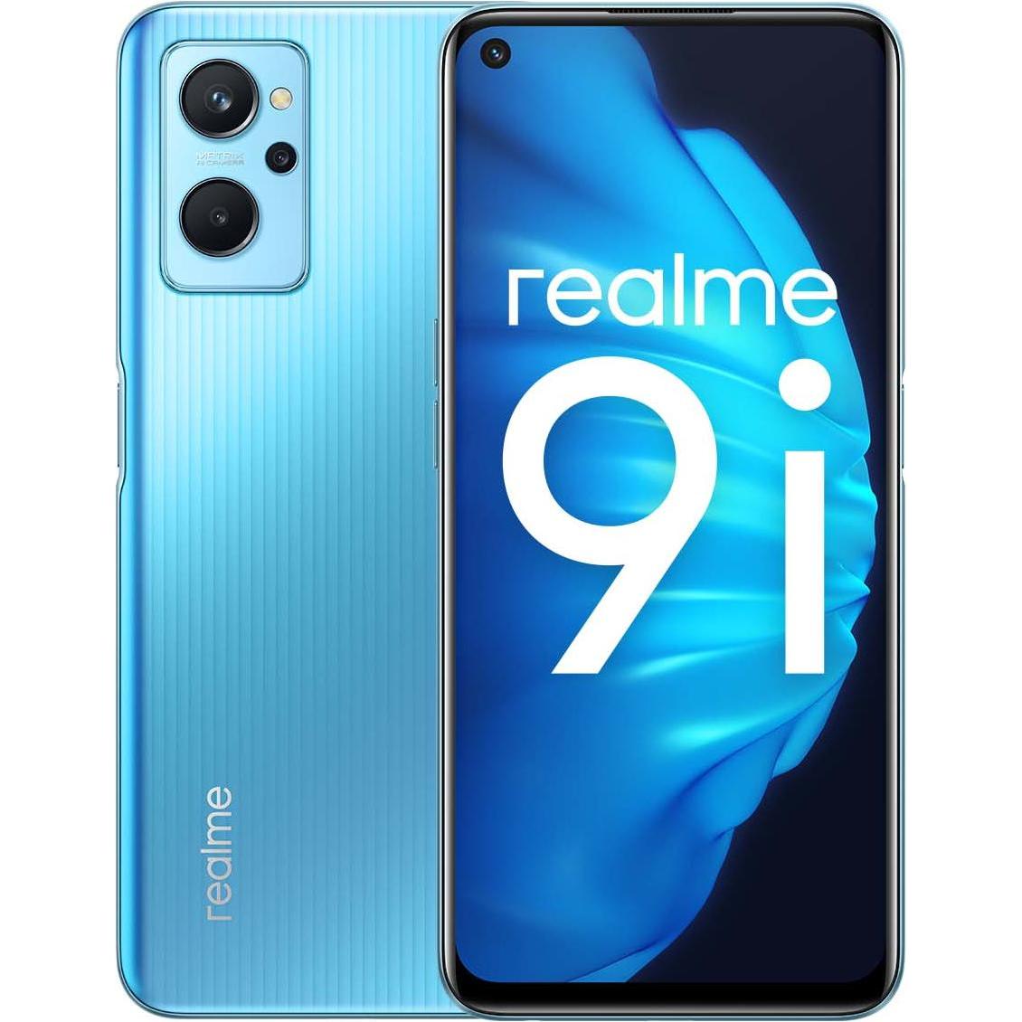 realme 9i (128 GB, Prism Blue, 6.60", Dual SIM + SD, 50 Mpx, 4G), Smartphone, Blau