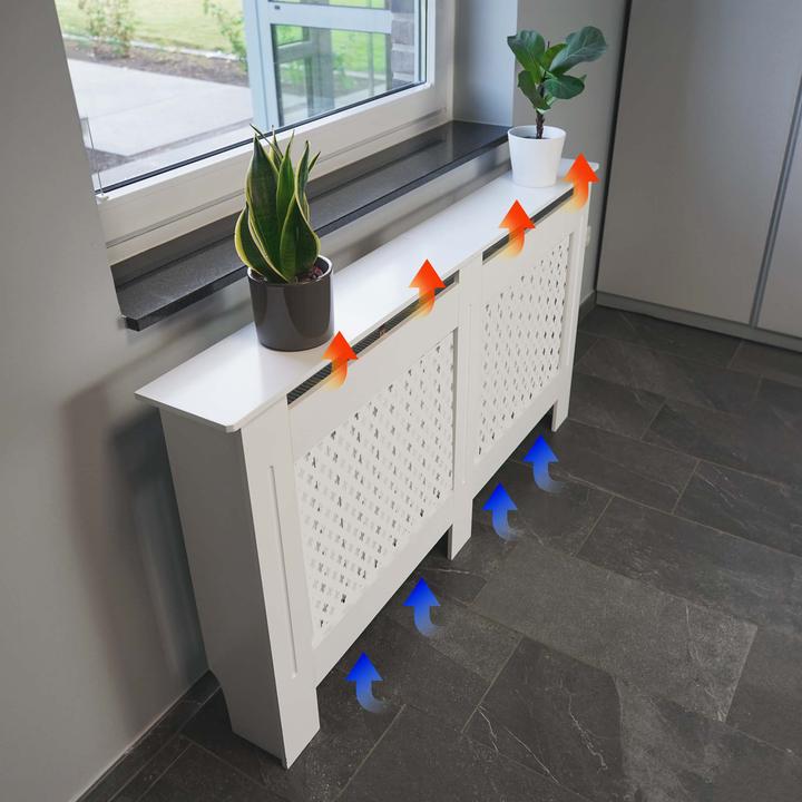 Produktbild Wiltec Toboli Heizkörperverkleidung weiss 152x19x82cm Heizkörperabdeckung MDF Heizkörper