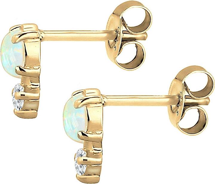 Actual product image Elli Circle, Opal, Solitaire Earring, Vintage (925 Sterling silver gold-plated, Zirconia, Synthetic Opal)