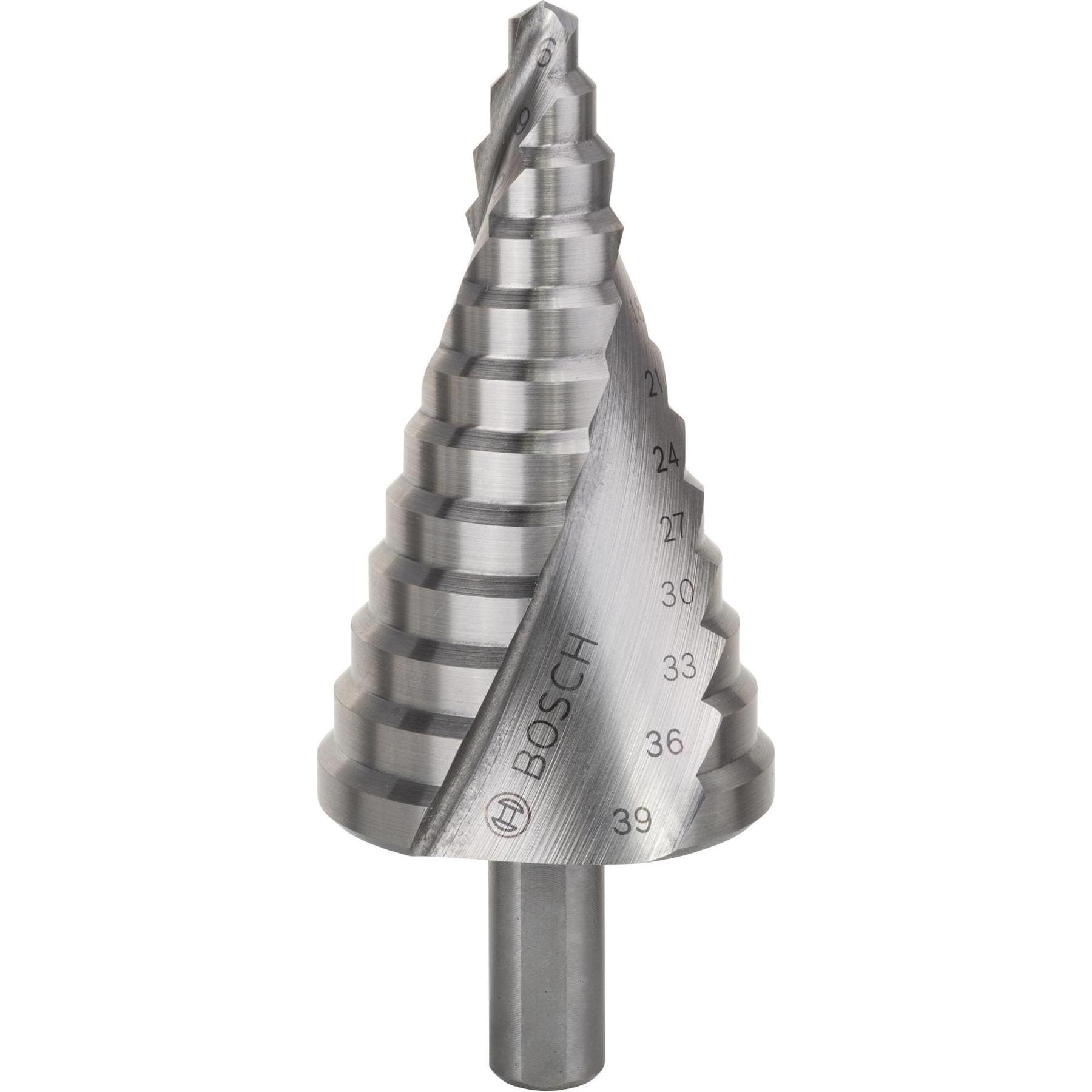 Bosch Professional Zubehör, Bohrereinsatz, Stufenbohrer HSS, 6 - 39 mm, 10 mm, 93,5 mm, 13 Stufen (10 mm)
