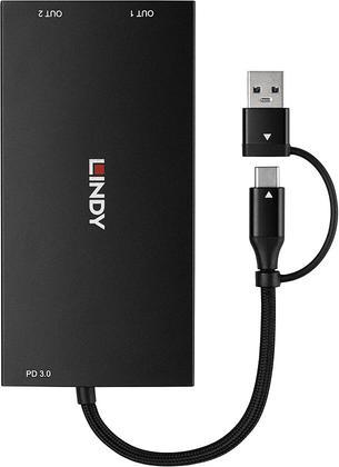 Produktbild Lindy USB Type A And C To Dual HDMI (HDMI, 0.68 cm)