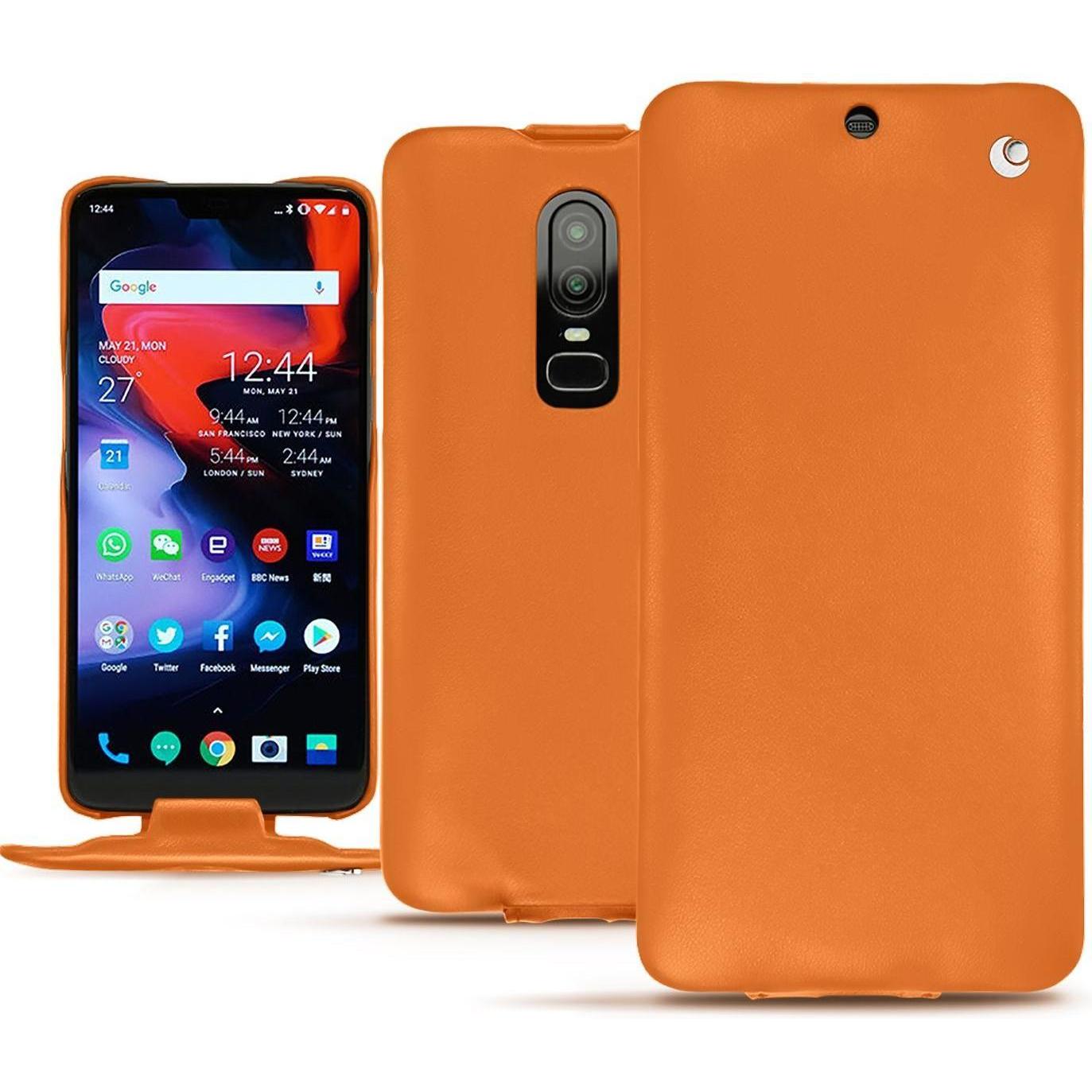 Noreve Lederschutzhülle vertikal (OnePlus 6), Smartphone Hülle, Orange
