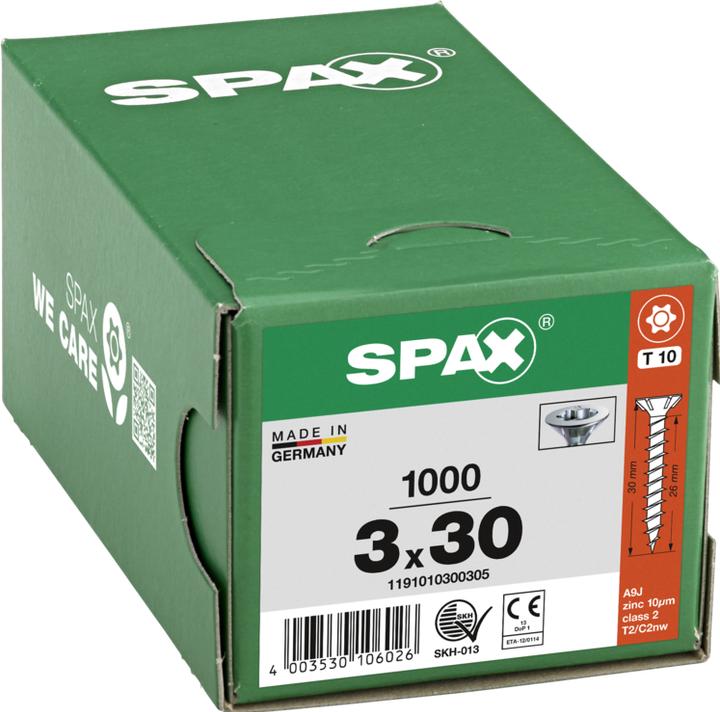 Produktbild Spax Spanplattenschrauben SK T10 3,0x30 mm (1000 Schrauben pro Stück)