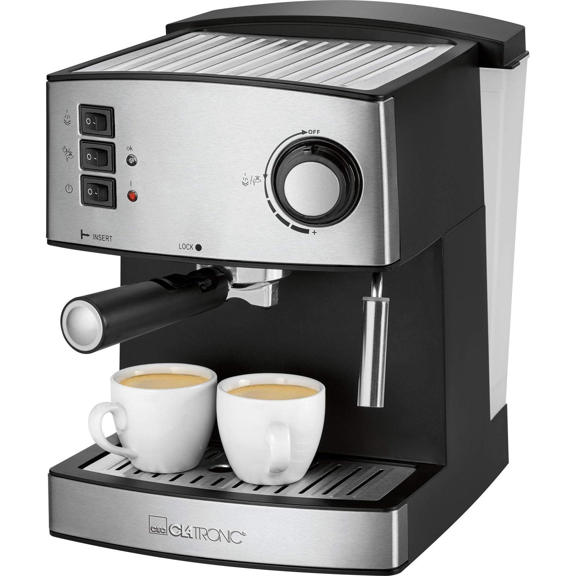 Clatronic Es 3643, Siebträgermaschine, Schwarz