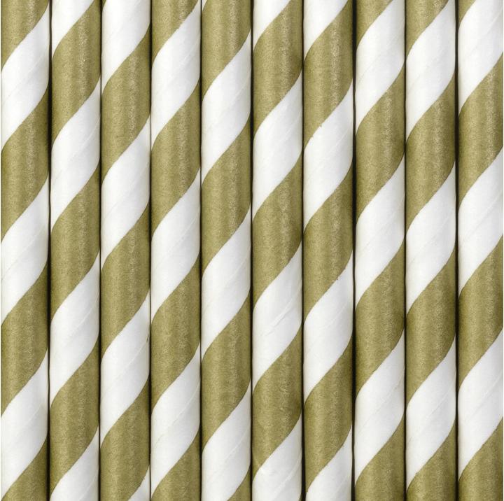 Actual product image Partydeco Paper straws with gold matte stripes (10 pcs.) (10 x)
