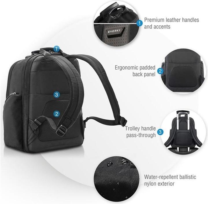 Actual product image Everki Versa Backpack EKP127B Notebook Backpack Fits maximum 358 (21 l)