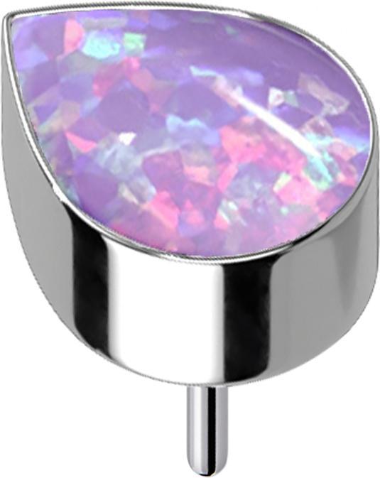 Produktbild Star Piercing Threadless silber mit Tropfen Opal violett (ohne Messing, Titan G23)