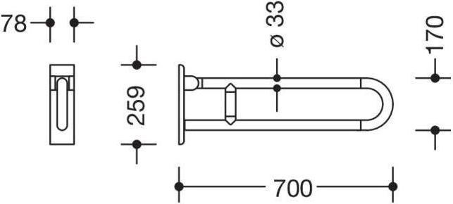 Produktbild Hewi Stützklappgriff SERIE 801 drehbar, d= 33mm 700mm reinweiss