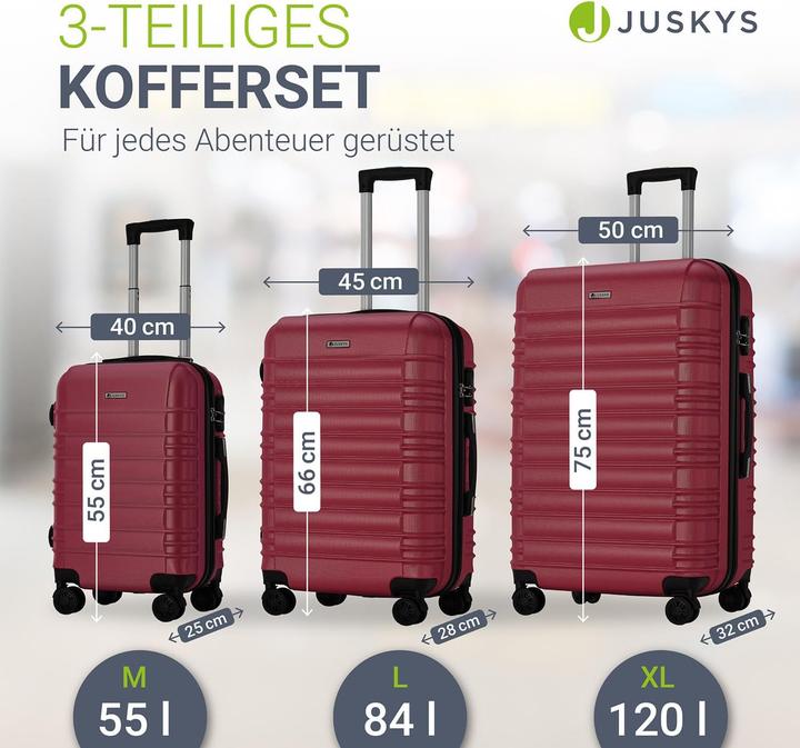 Produktbild Juskys 3-teiliges Hartschalenkoffer-Set mit 360° Rollen (120 l)