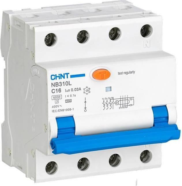 Chint Stroomonderbreker RCBO, NB310L/3N, 3P+N, C32, 30mA, A, 6kA (0.03 A)