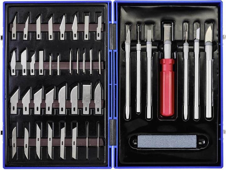 Produktbild Basetech Messer Set 50 teilig Skalpell Schablonenmesser Präzisionsmesser Schnitzarbeits