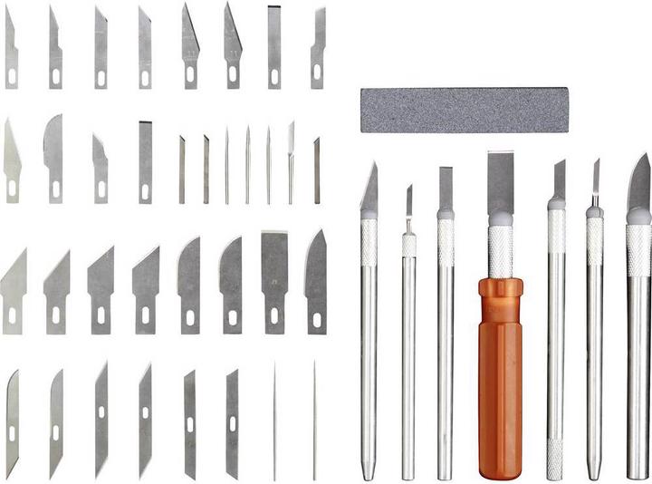 Produktbild Basetech Messer Set 50 teilig Skalpell Schablonenmesser Präzisionsmesser Schnitzarbeits