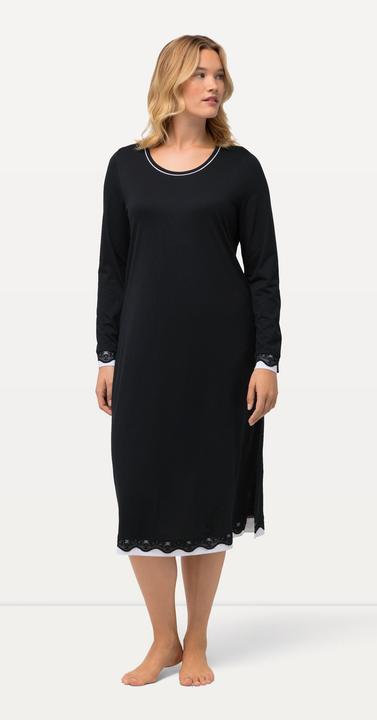 Image du produit Ulla Popken Chemise de nuit oversized, avec dentelle. Col rond et manches longues. (58)
