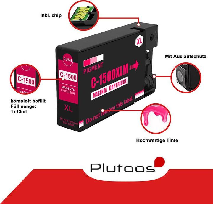 Actual product image Plutoos Canon PGI-1500 Cartridge XL, Magenta (M)