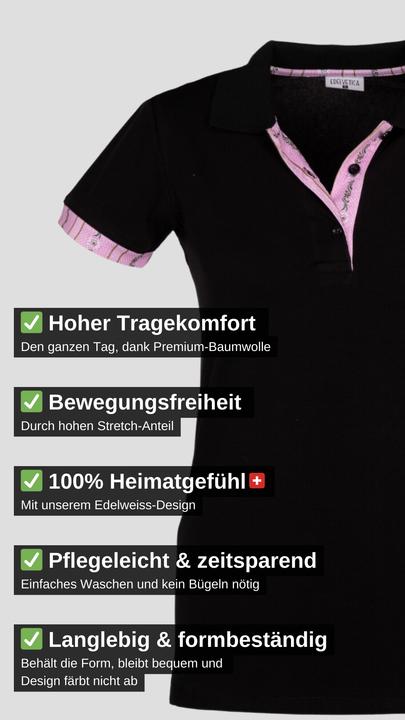 Produktbild Edelvetica Polo Shirt Edelweiss Krageninnenseite & Armabschluss Damen (S)