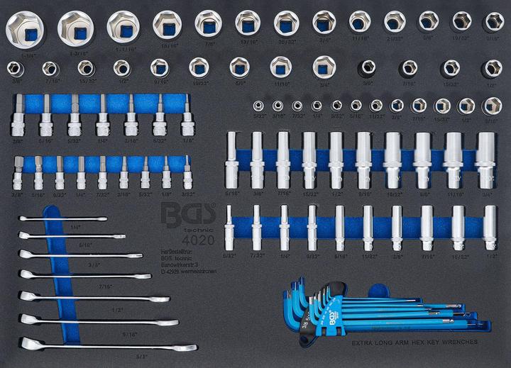Actual product image BGS Tool Tray 3/3: Sockets / Combination Spanners Inch Sizes 90 pcs.