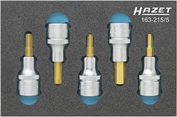 Actual product image HAZET Screwdriver socket set 163-215/5 ∙ Square, hollow 12.5 mm (1/2 inch) ∙ Inside hexagon profile…