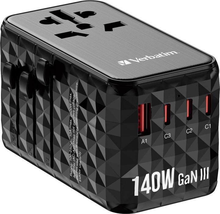 Productafbeelding Verbatim GaN III Uni.Travel Adap 140W wereld-tot-wereld UTA-10 32125 (140 W)