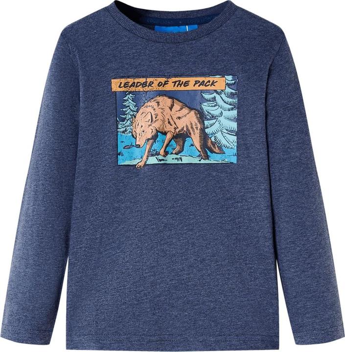 Produktbild vidaXL Kinder-Langarmshirt Dunkelblau Melange 128,Material: 100