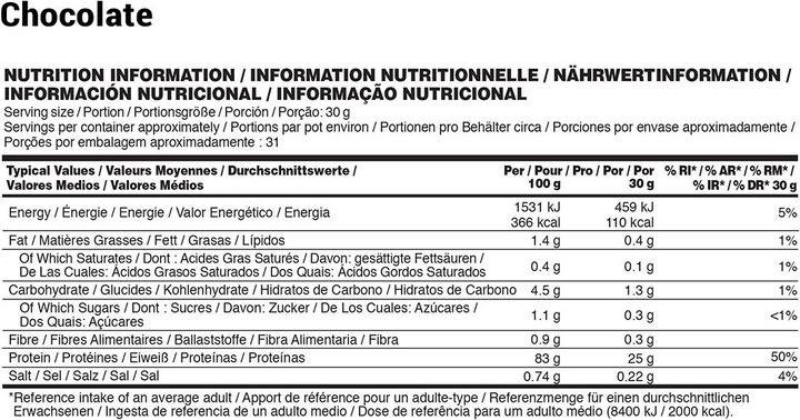 Nutritional values and ingredients Optimum Nutrition Gold Standard Isolate (Vanilla, 1 pcs., 930 g)