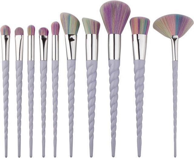 Actual product image PhoneLook Brush Set Twisted Unicorn 10 pieces Makeup Brushes Brushes rainbow colours (Set)