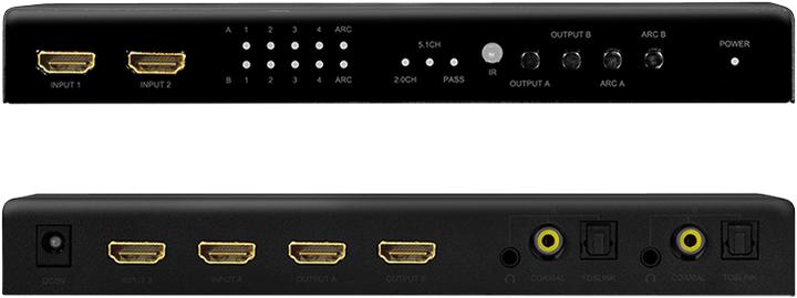 Produktbild LogiLink Switch 4x2 HDMI, 4K 60Hz, auf Pult