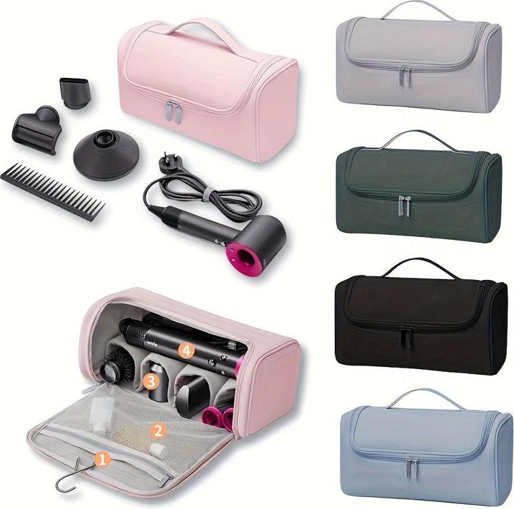 Actual product image Only-Bags.Store Multifunktionale Kosmetiktasche für Haartrockner, Lockenstab, Styling-Tools - PU-Material
