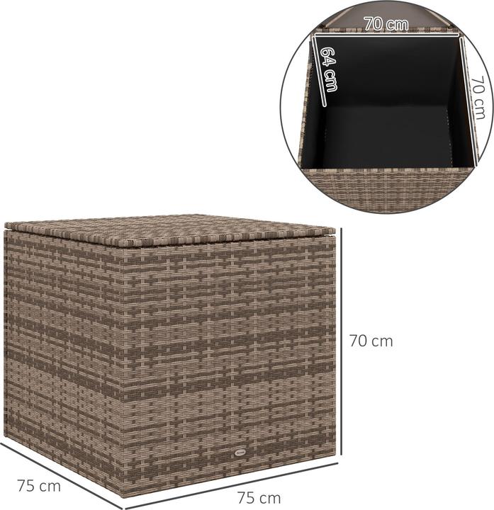 Produktbild Outsunny Polyrattan Auflagenbox Stahl, PE-Rattan Sand