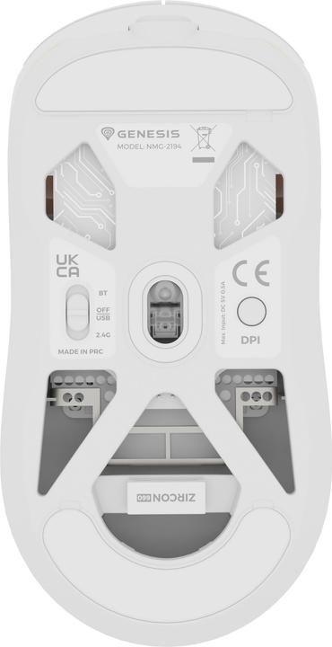 Actual product image Genesis Mysz Dla Graczy Zircon 660 Pro Bezprzewodowa 26000dpi Biała Gamingowa (Cable, Wireless)