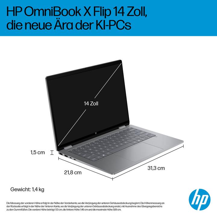 Produktbild HP OmniBook X Flip 14-fm0077ng Intel® Core™ Ultra 7 258V Next Gen AI Notebook 35,6 cm (14"") (14", Intel Core Ultra 7 258V, 32 GB, 1000 GB, DE)