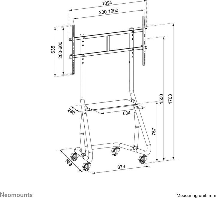 Produktbild Neomounts Mobile Flat Screen Floor Stand (stand+y) (height: ) (Universal, 100", 100 kg)