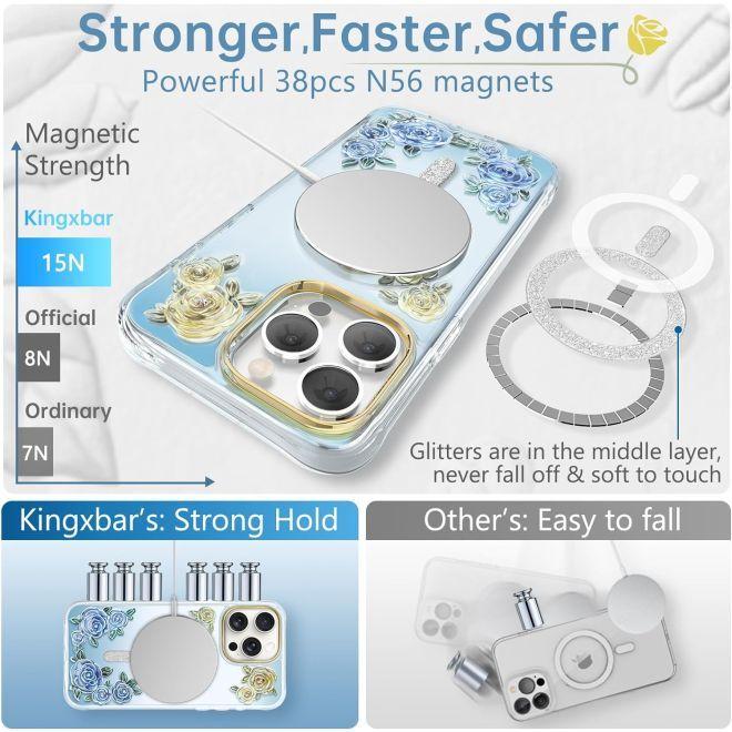 Actual product image Kingxbar Rose Series MagSafe Hardcase (Apple iPhone 15 Pro Max)