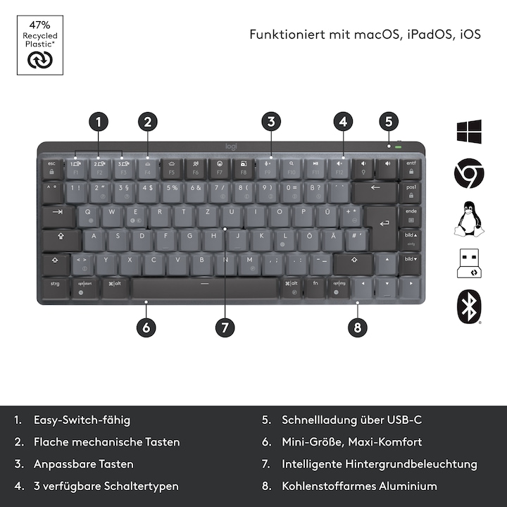 Productafbeelding Logitech MX Mechanische Mini (NL, Draadloze)