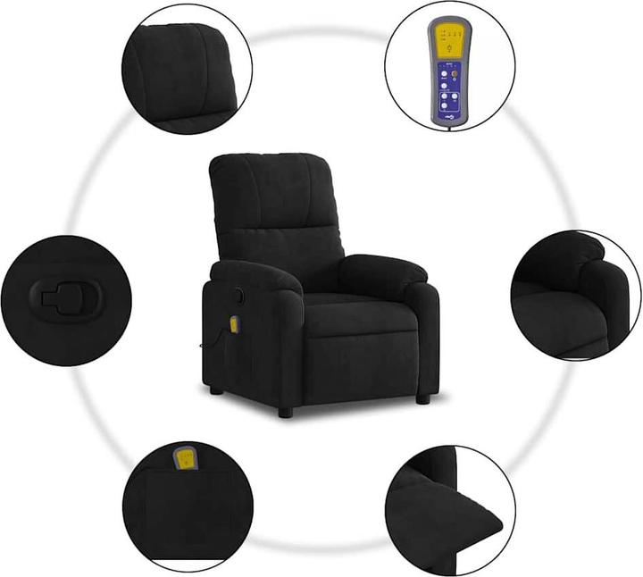 Immagine prodotto vidaXL Sedia da massaggio in tessuto microfibra nero, colore